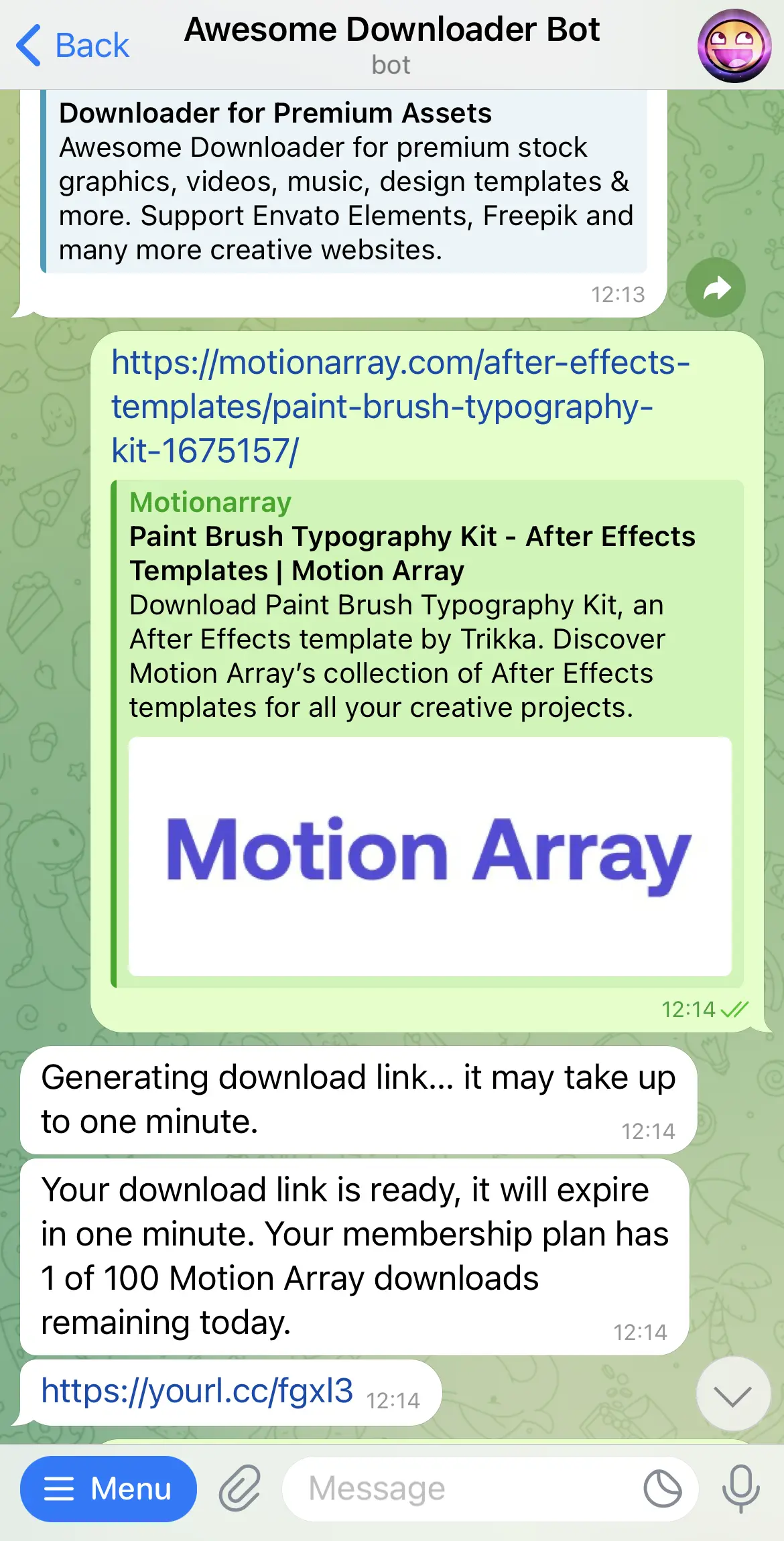 Motion Array Downloader Bot